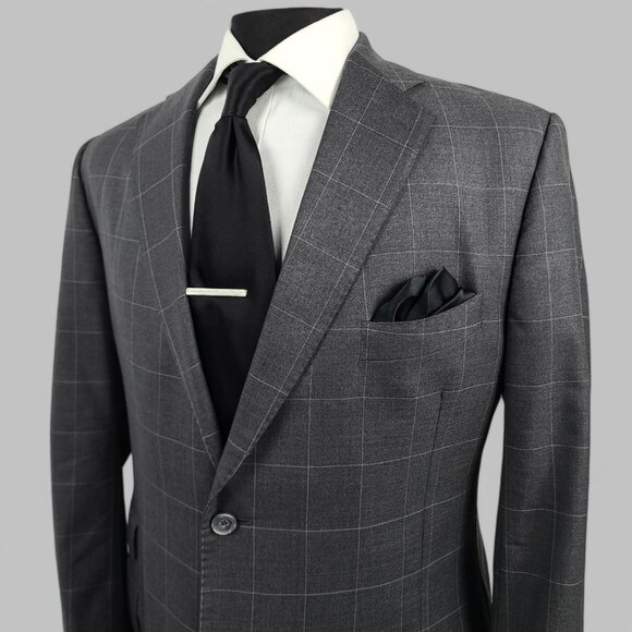 J. Hilburn Vitale Barberis Canonico Windopane 2-Piece Suit 46R - 36x26 - Picture 5 of 16
